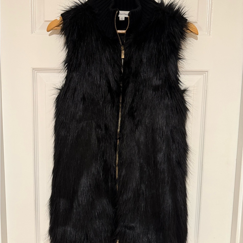 Calvin Klein Black Faux Fur Vest